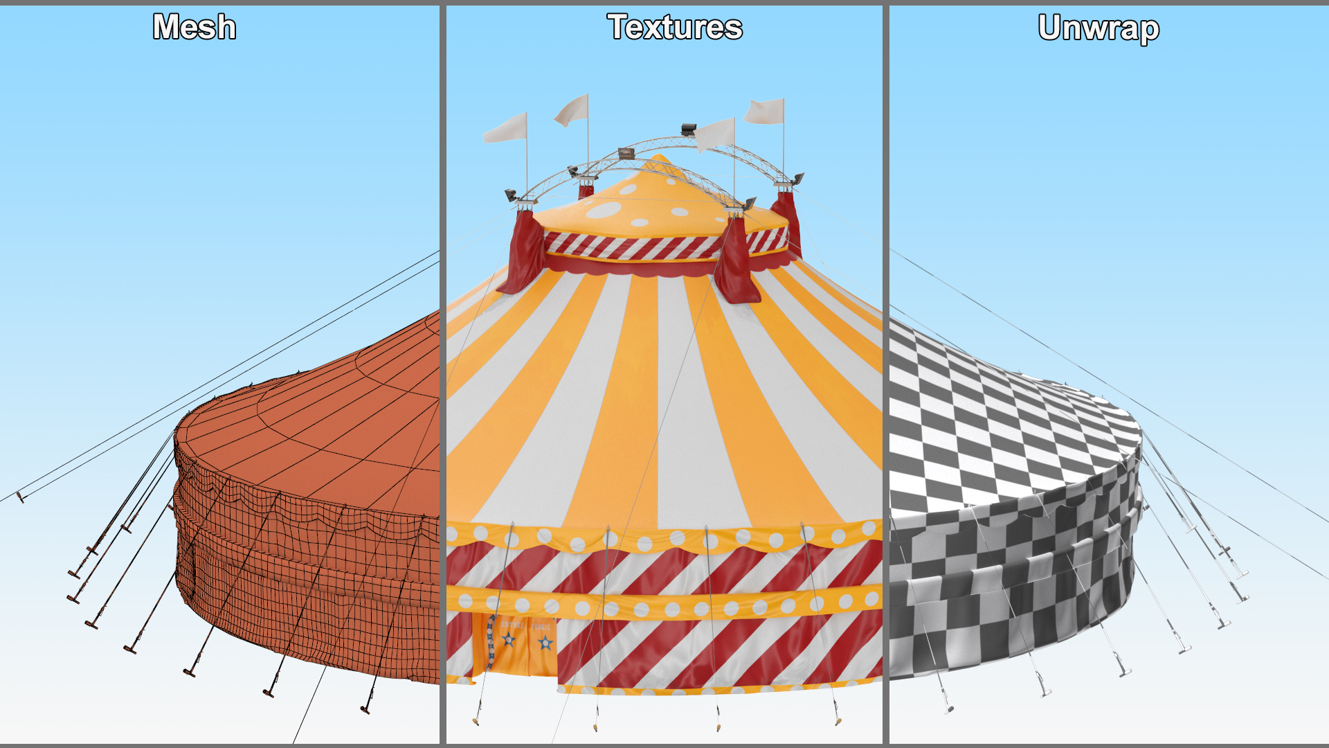 3D model Classic Circus Tent with Flags