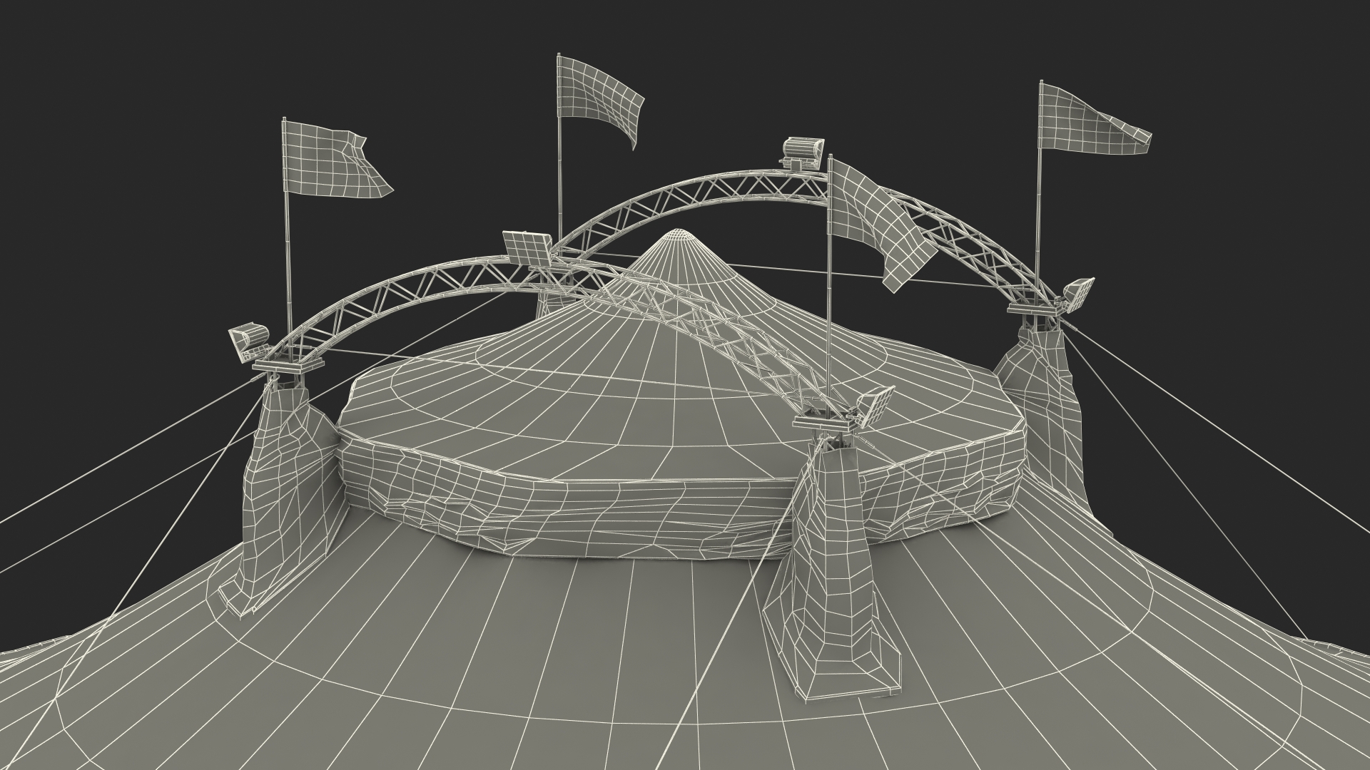 3D model Classic Circus Tent with Flags