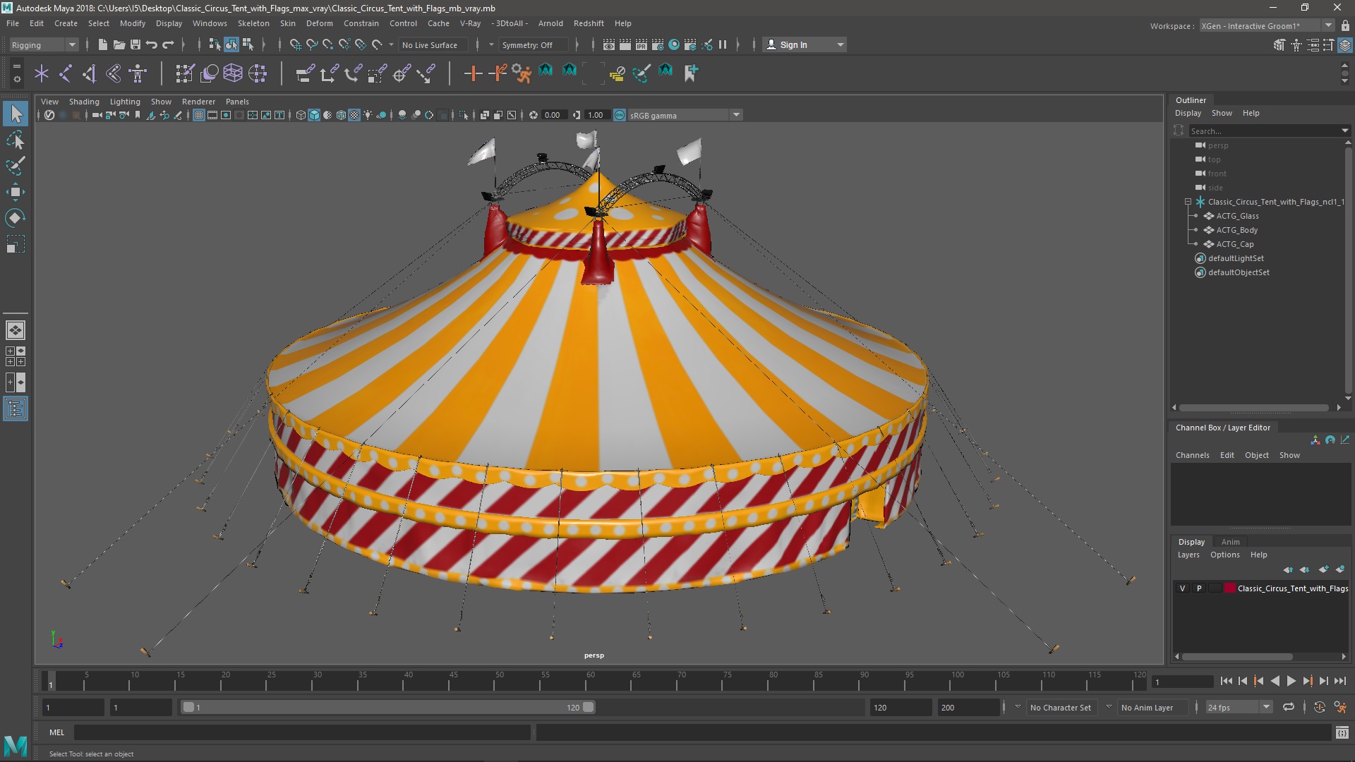 3D model Classic Circus Tent with Flags