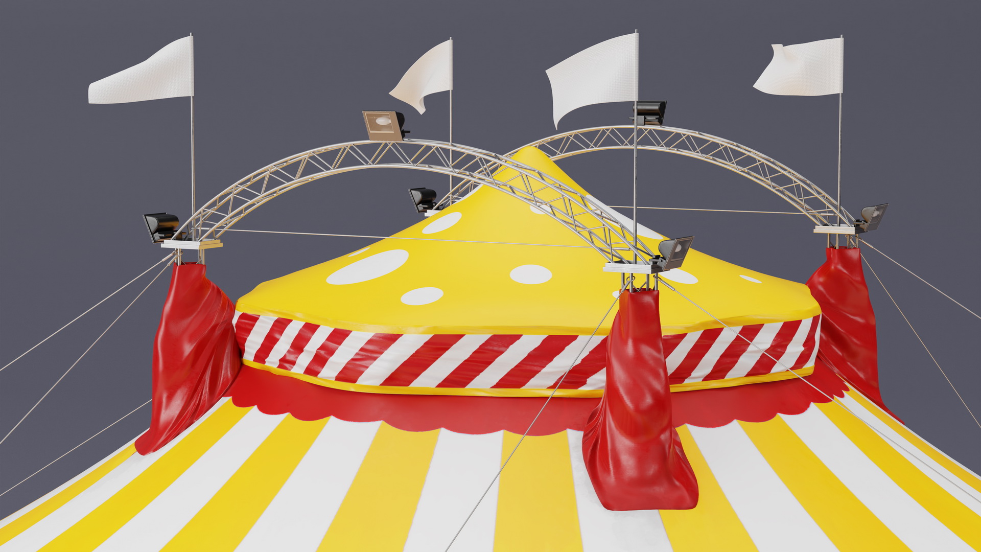 3D model Classic Circus Tent with Flags