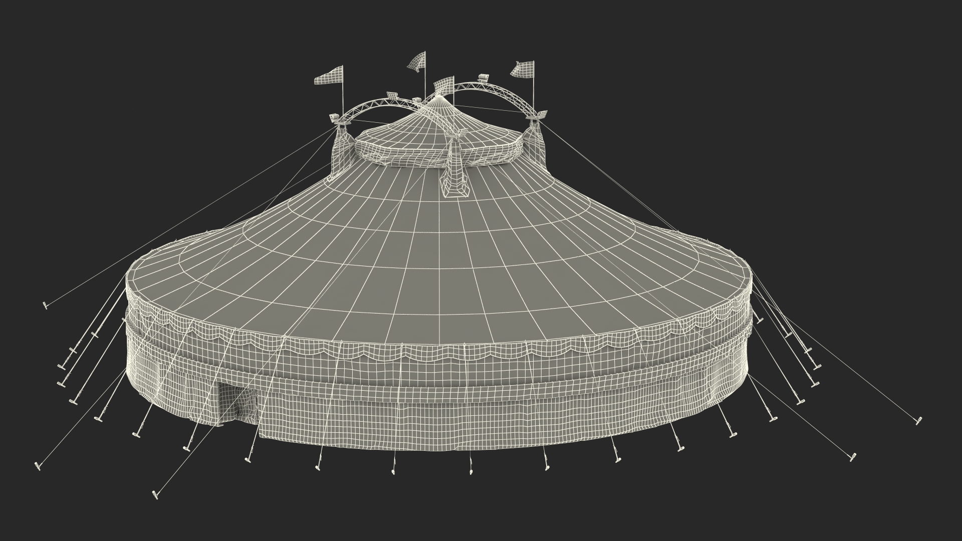 3D model Classic Circus Tent with Flags