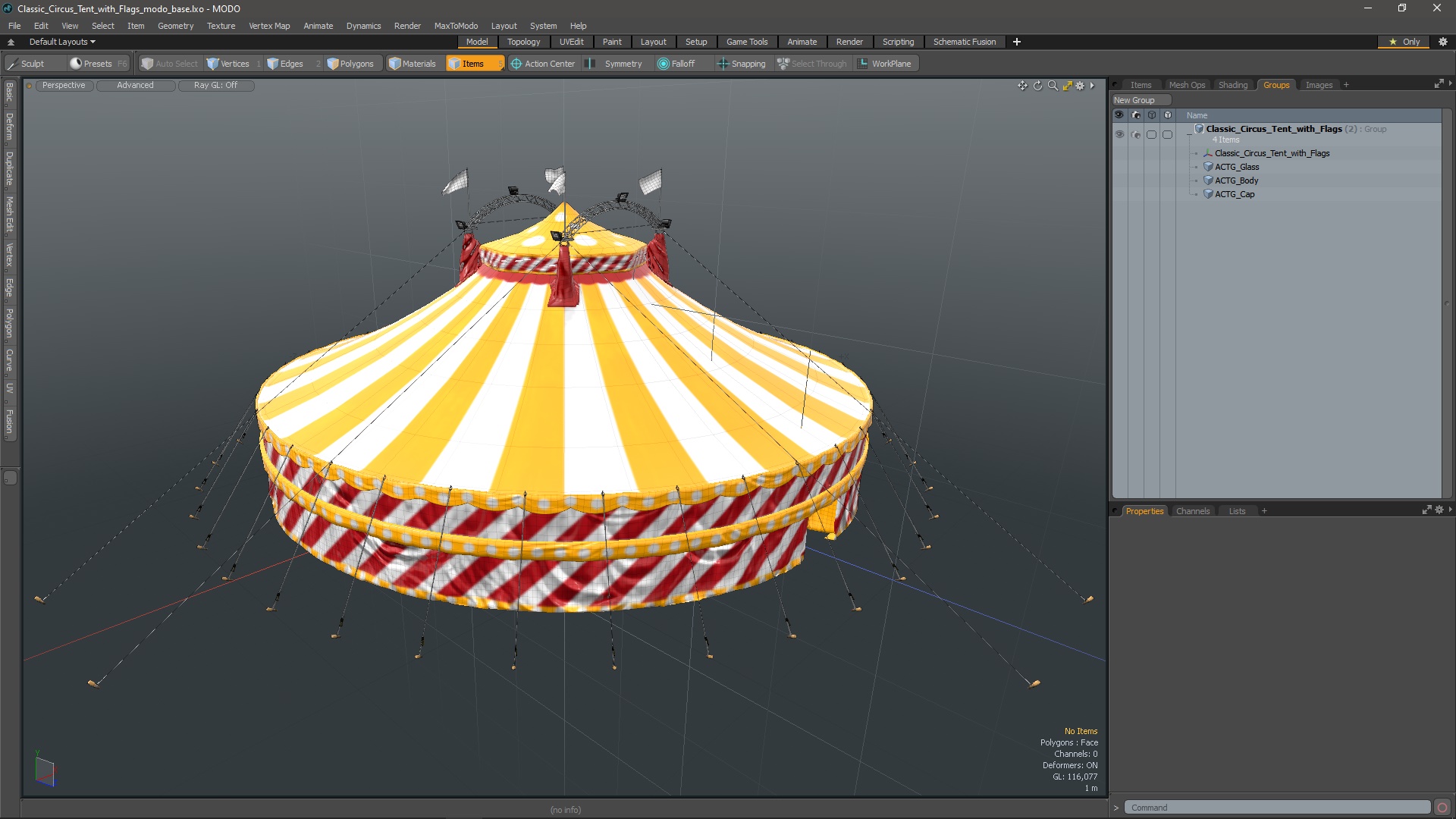 3D model Classic Circus Tent with Flags