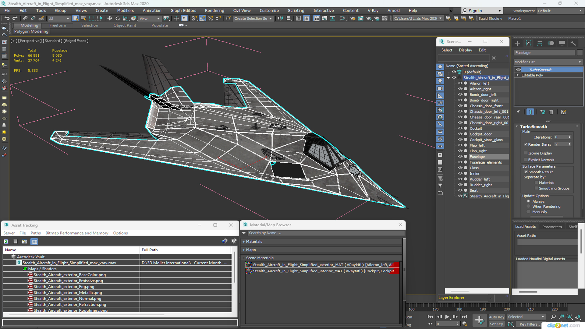 Stealth Aircraft in Flight Simplified 3D