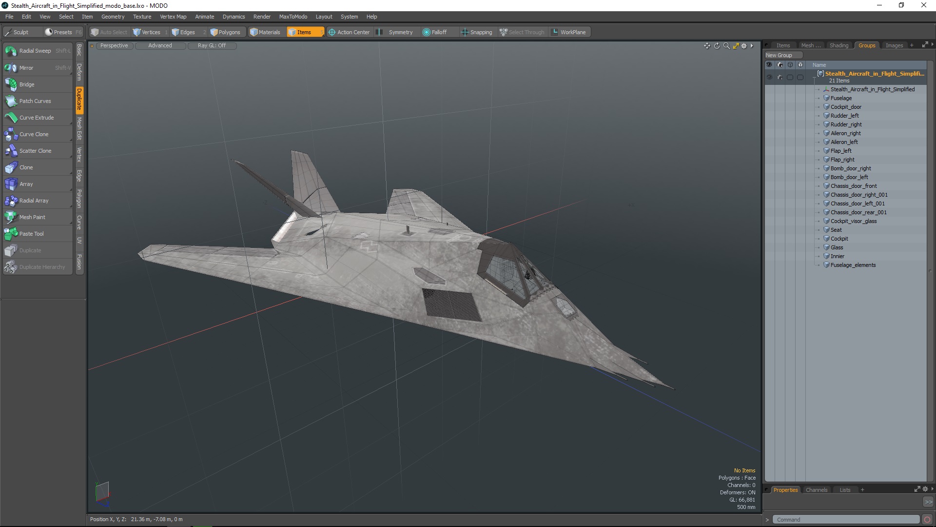 Stealth Aircraft in Flight Simplified 3D