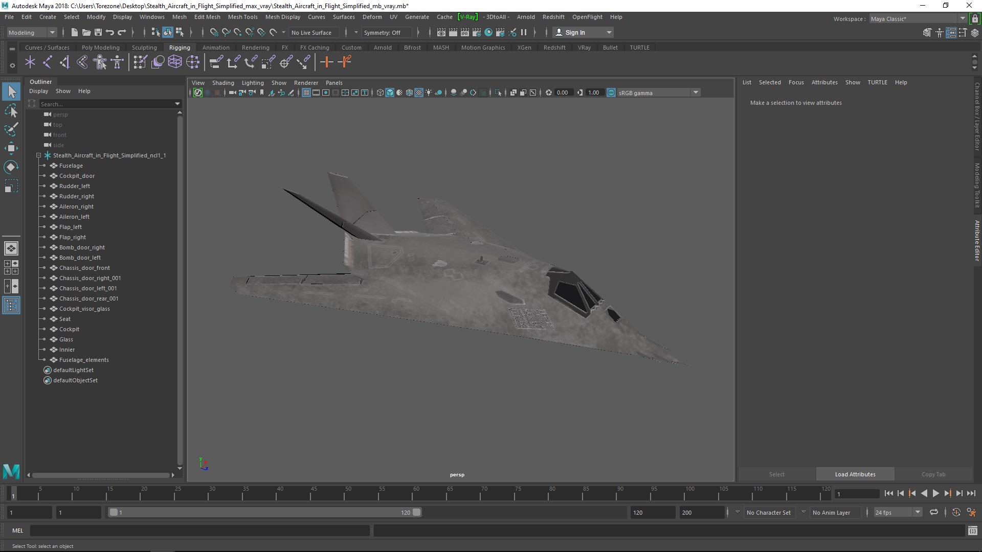 Stealth Aircraft in Flight Simplified 3D