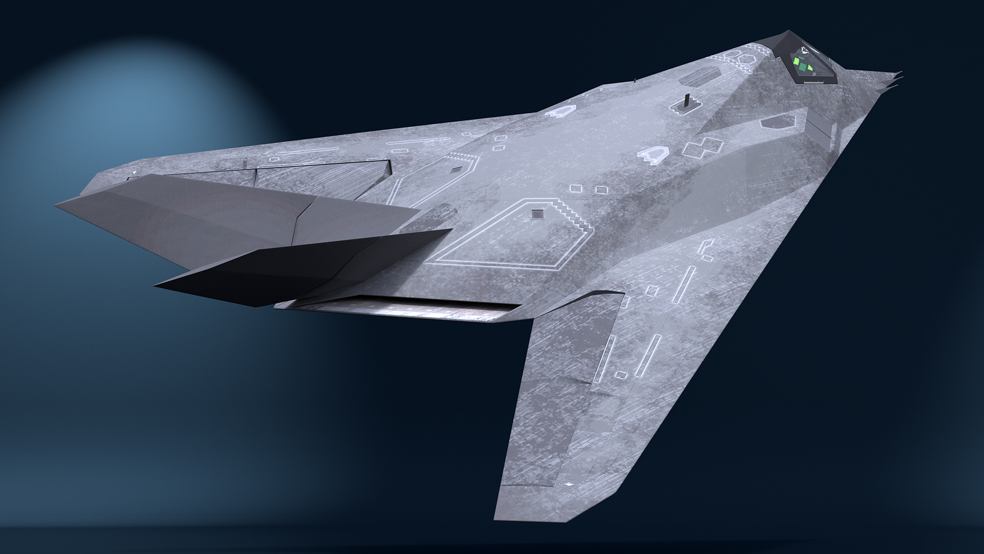 Stealth Aircraft in Flight Simplified 3D