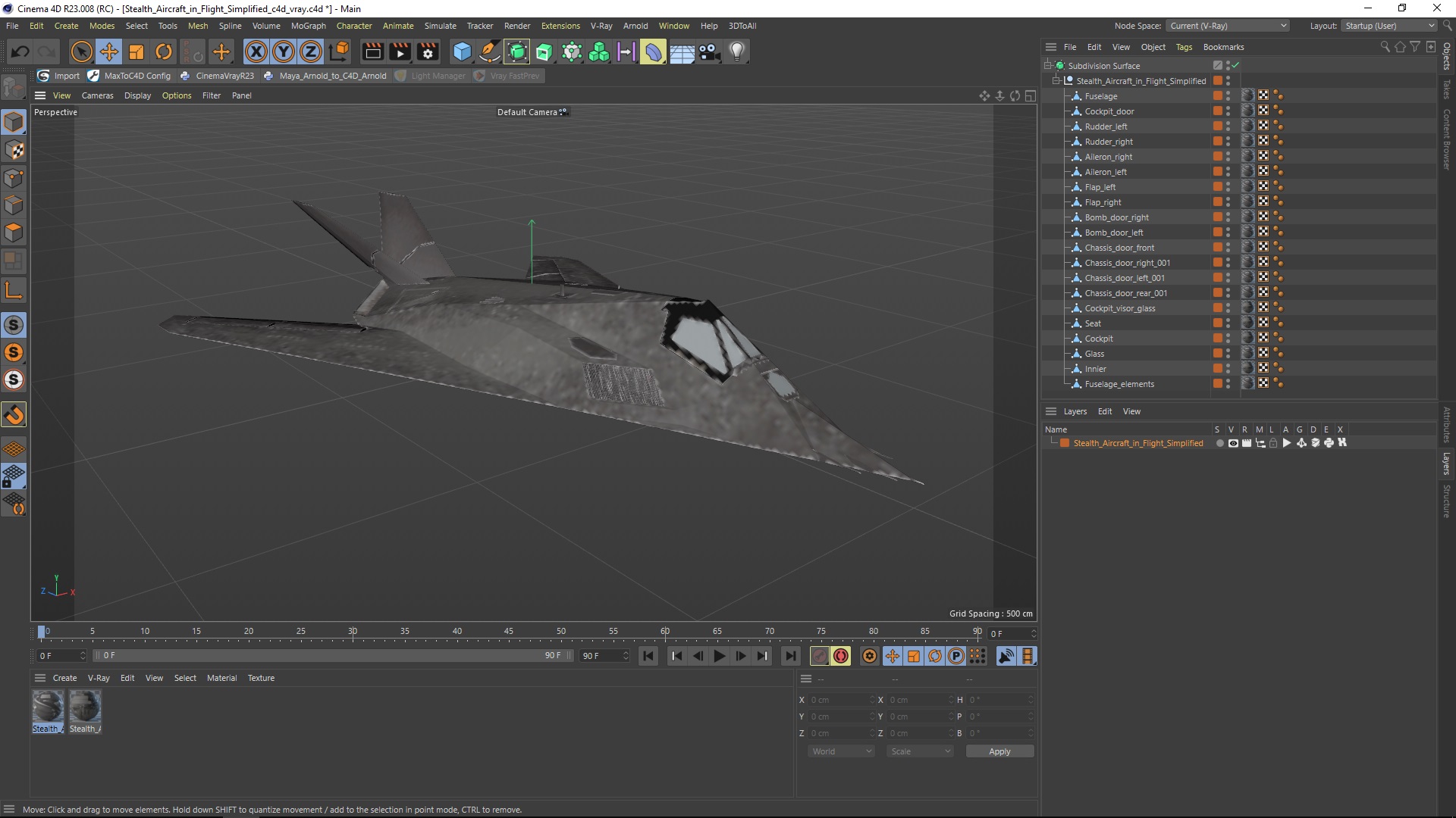Stealth Aircraft in Flight Simplified 3D