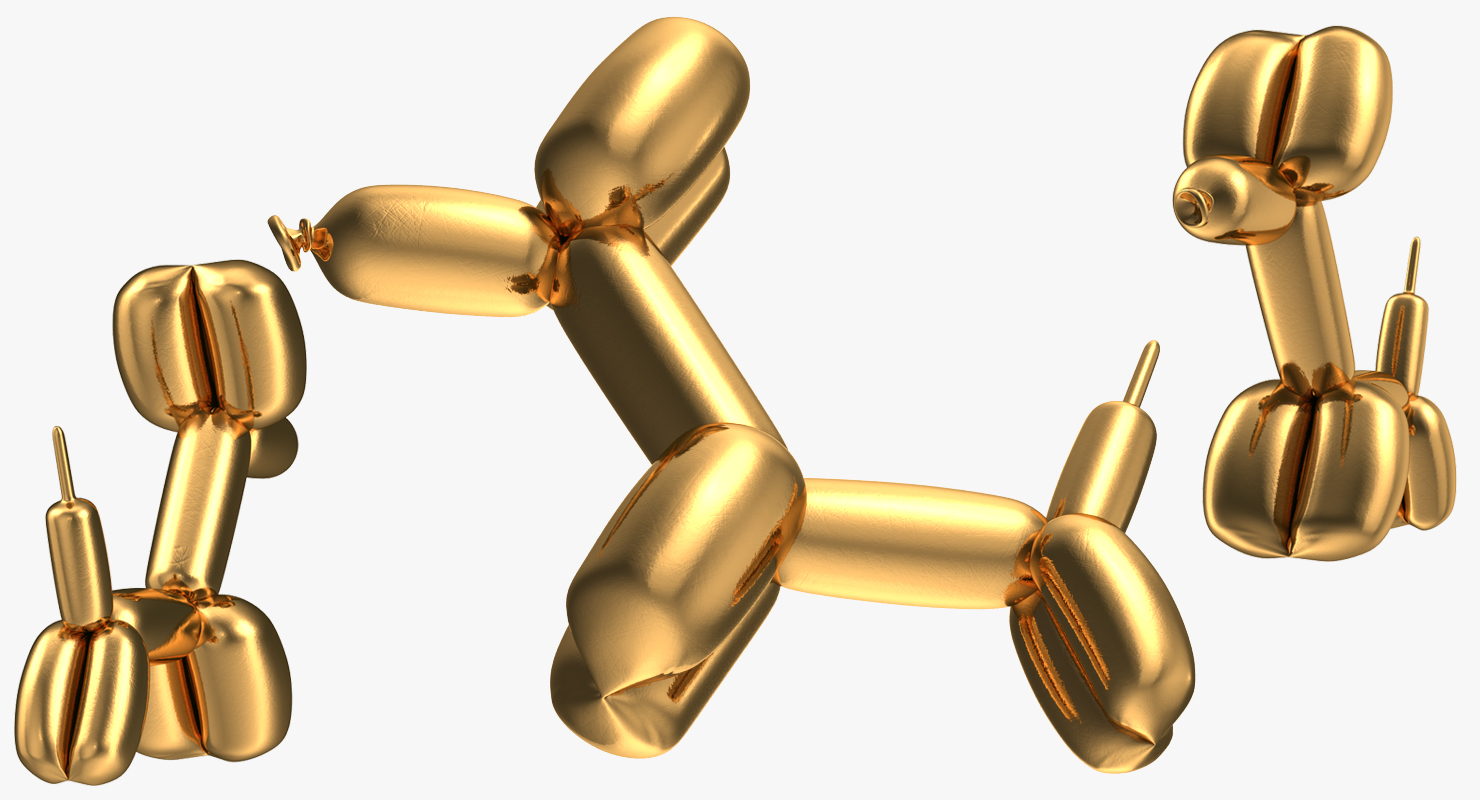3D Golden Balloon Dog model