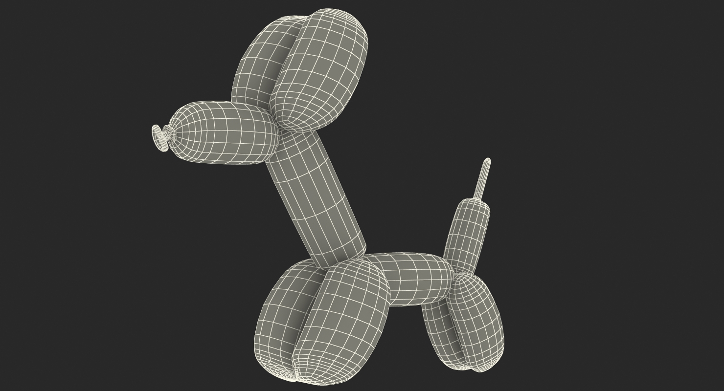 3D Golden Balloon Dog model