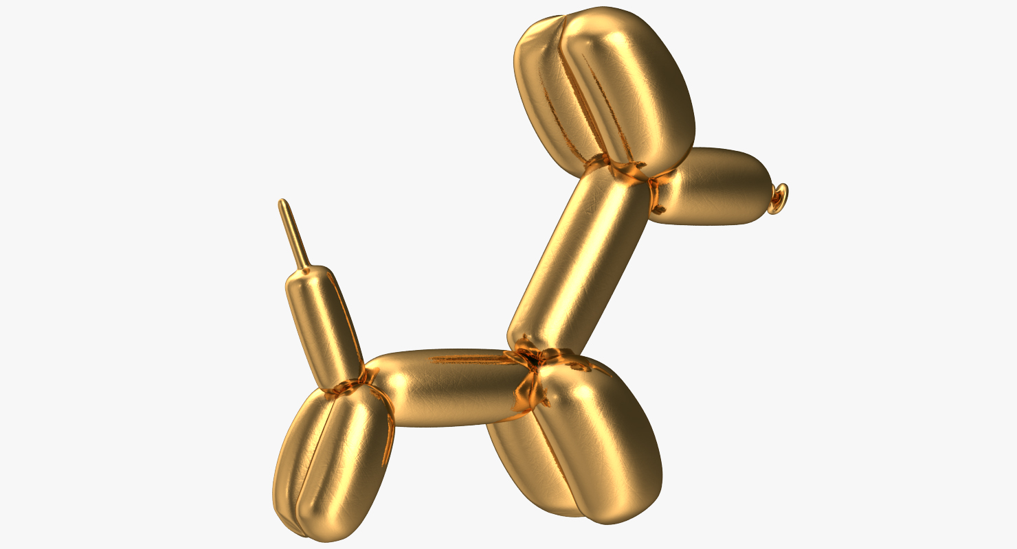 3D Golden Balloon Dog model