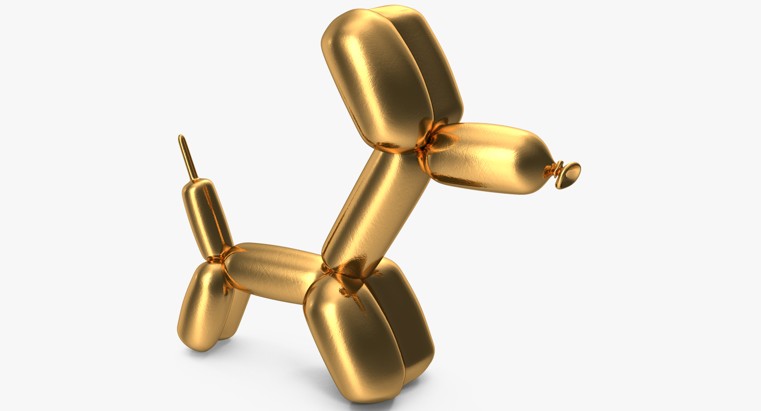 3D Golden Balloon Dog model