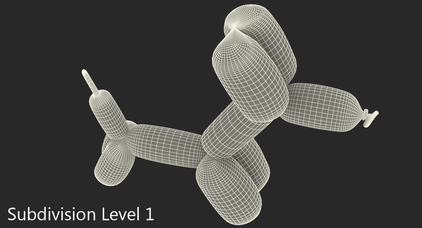 3D Golden Balloon Dog model