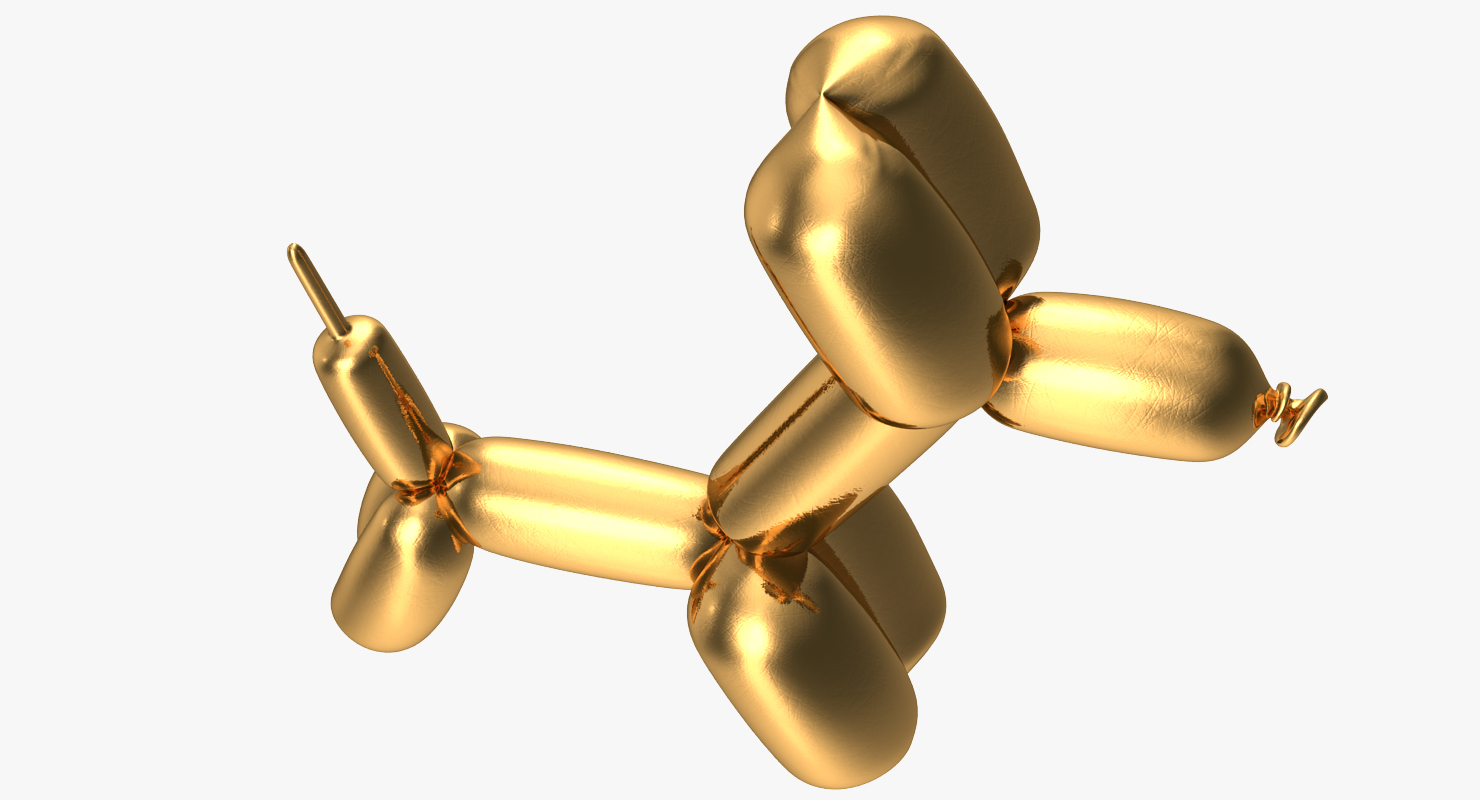 3D Golden Balloon Dog model