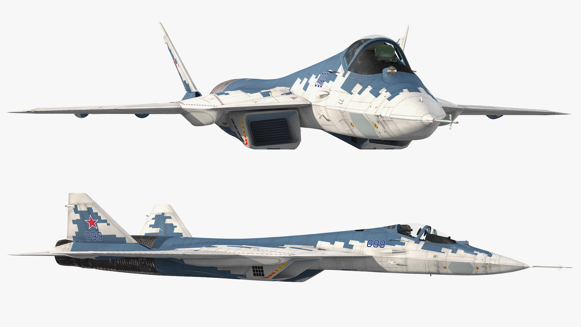 Sukhoi SU 57 Camo Flight 3D model