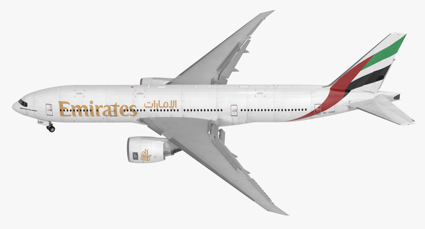 3D Boeing 777 200LR Emirates Airlines Rigged