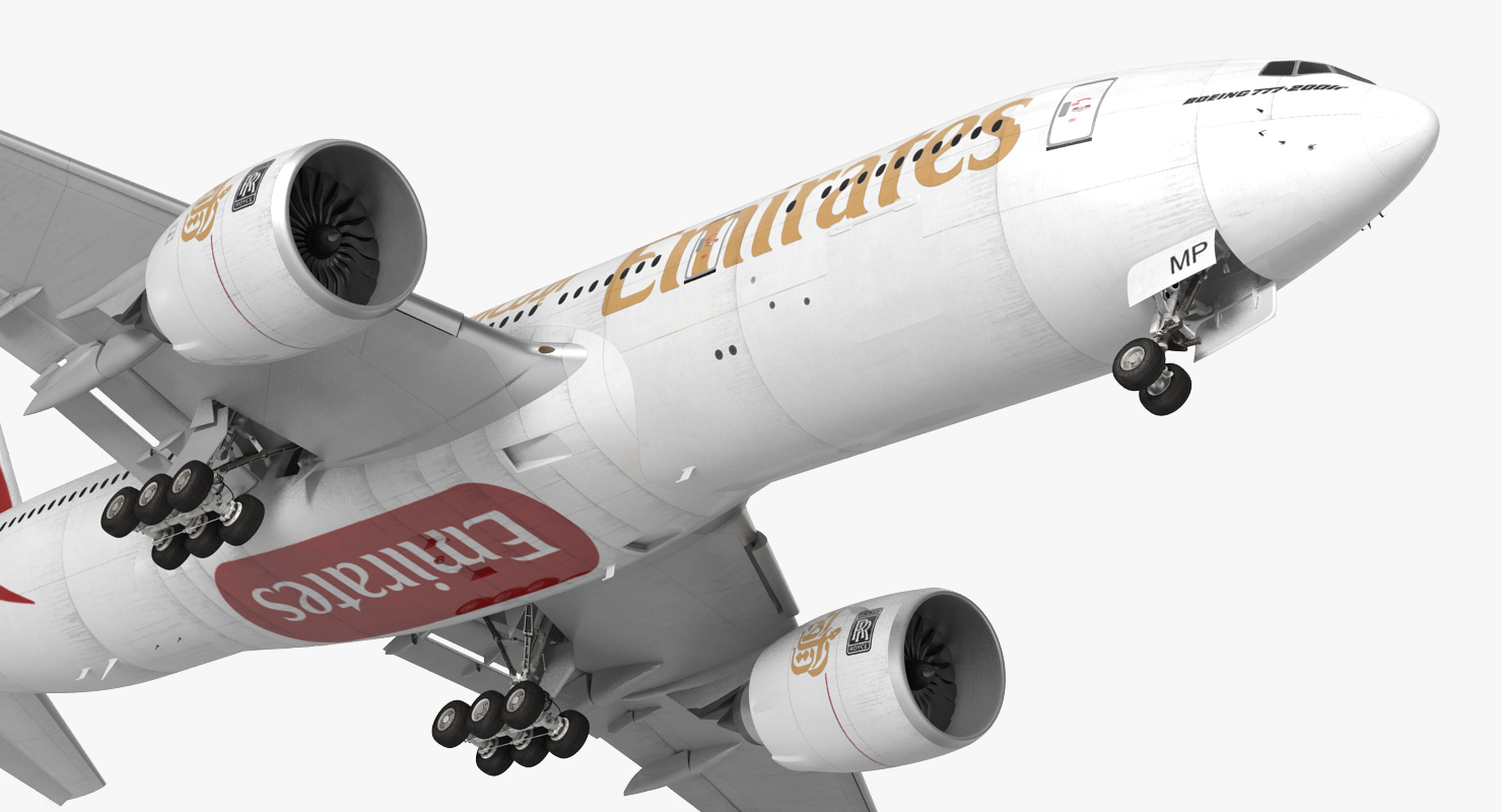 3D Boeing 777 200LR Emirates Airlines Rigged