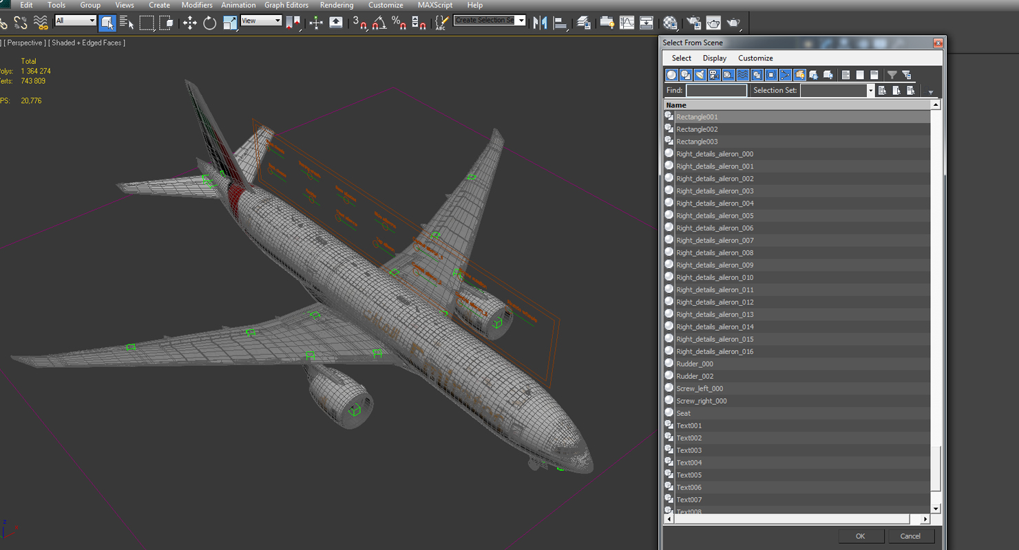 3D Boeing 777 200LR Emirates Airlines Rigged