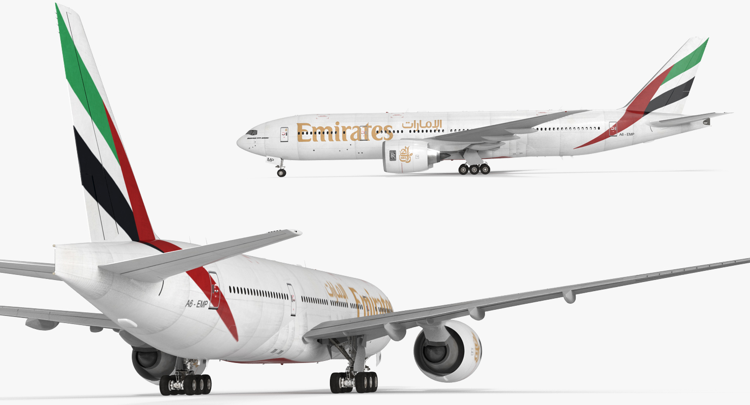 3D Boeing 777 200LR Emirates Airlines Rigged