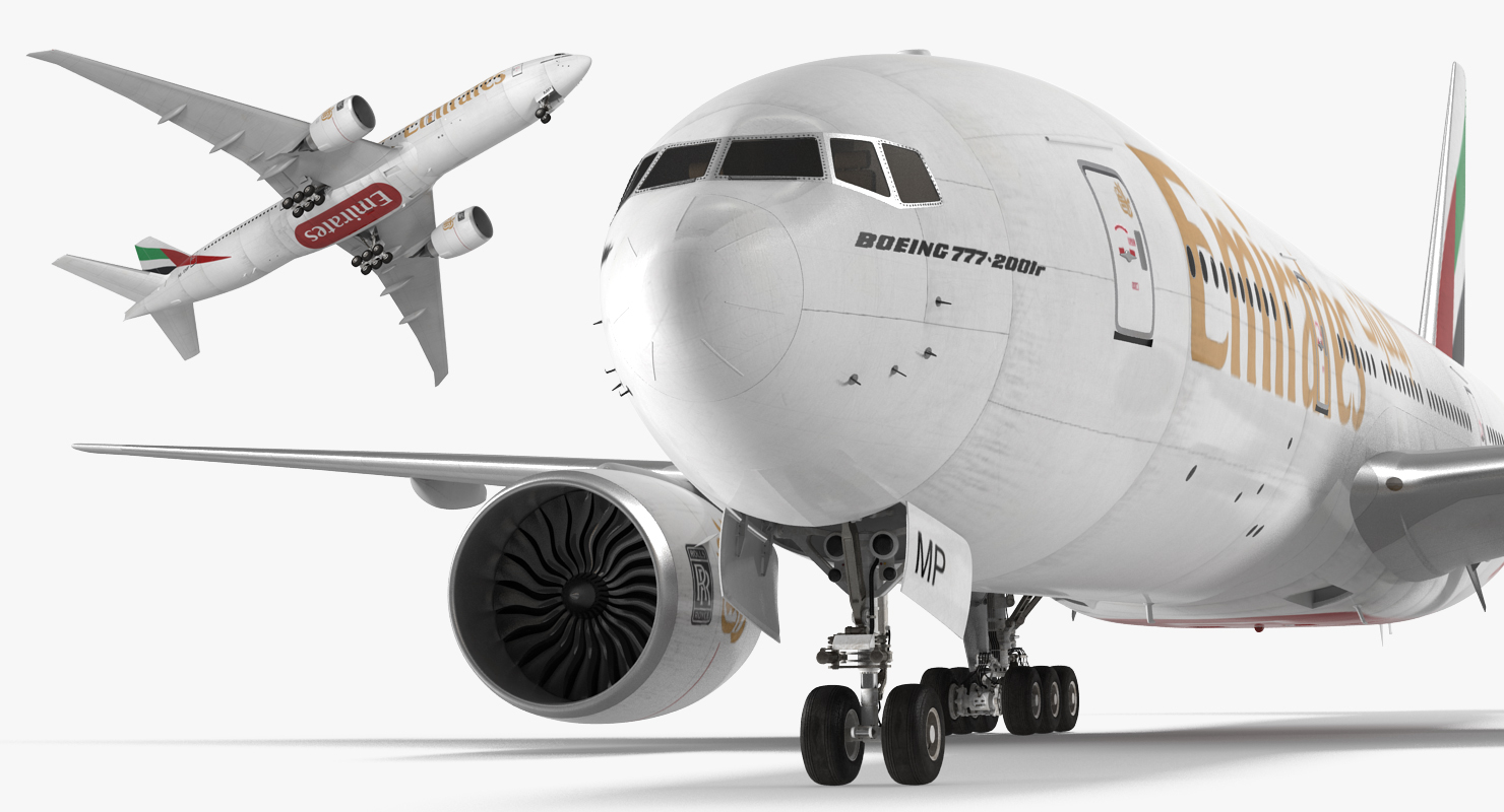 3D Boeing 777 200LR Emirates Airlines Rigged