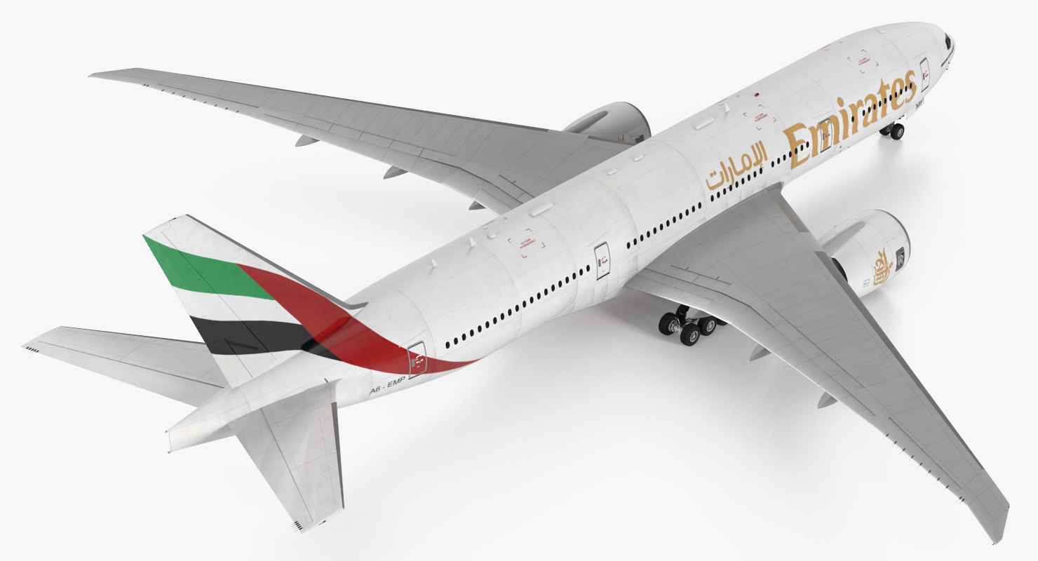 3D Boeing 777 200LR Emirates Airlines Rigged