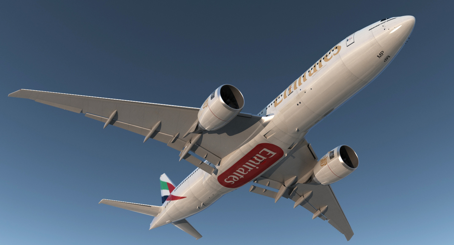 3D Boeing 777 200LR Emirates Airlines Rigged