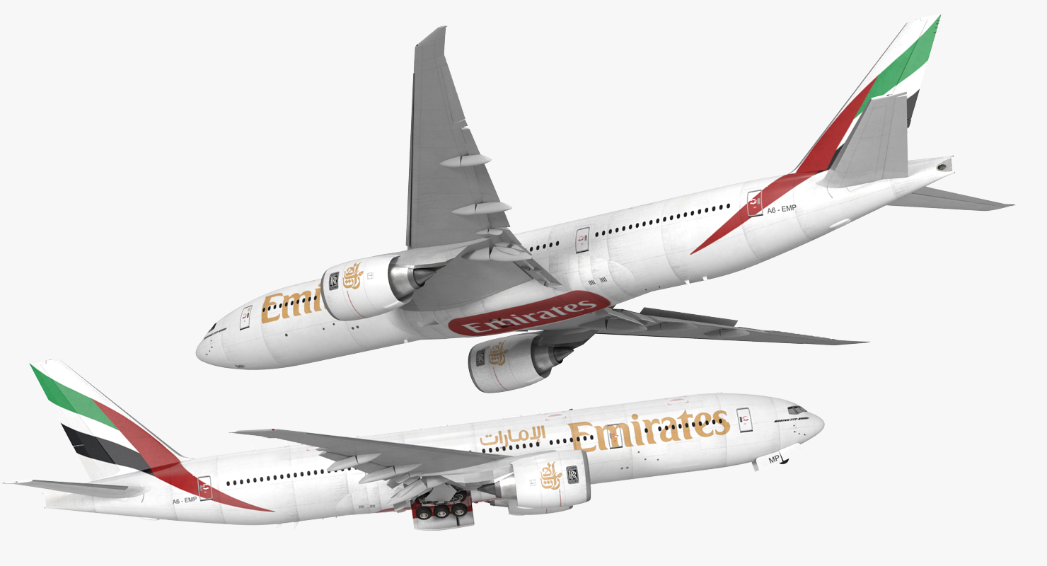 3D Boeing 777 200LR Emirates Airlines Rigged