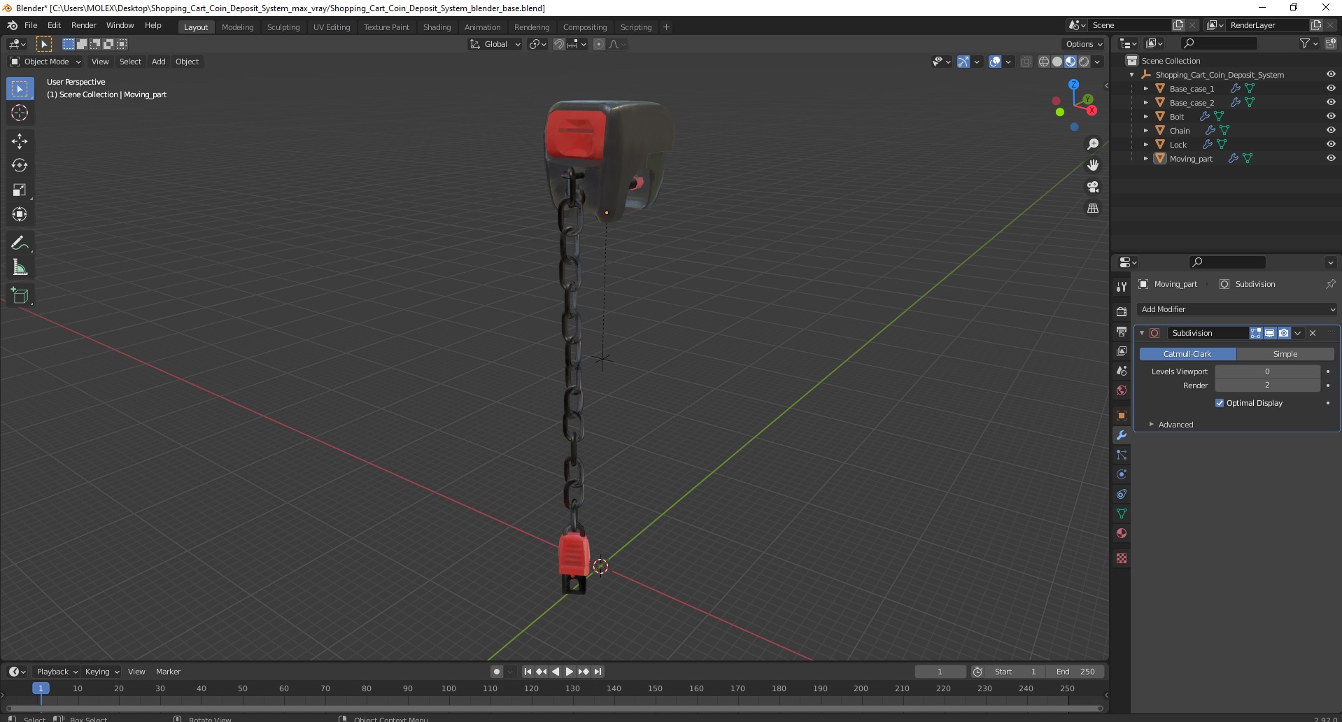 3D Shopping Cart Coin Deposit System model