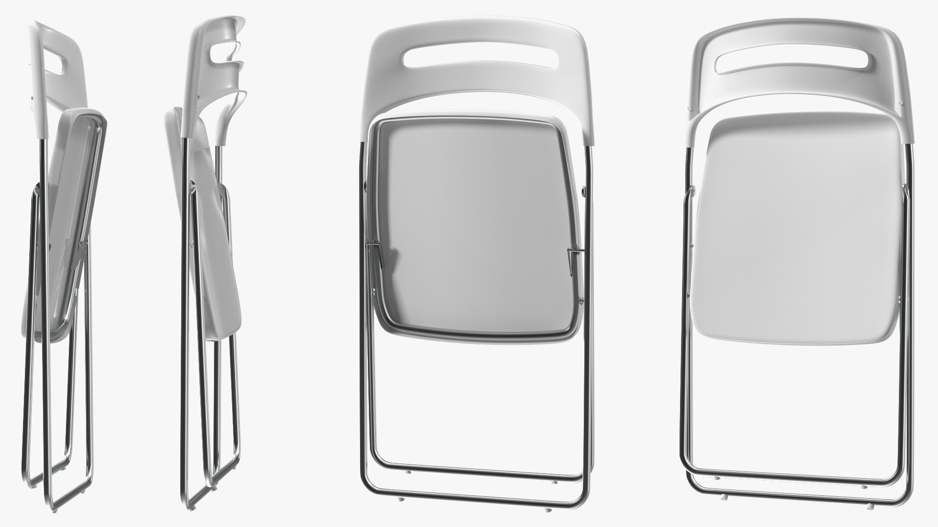 Plastic Folding Chair White Folded 3D model