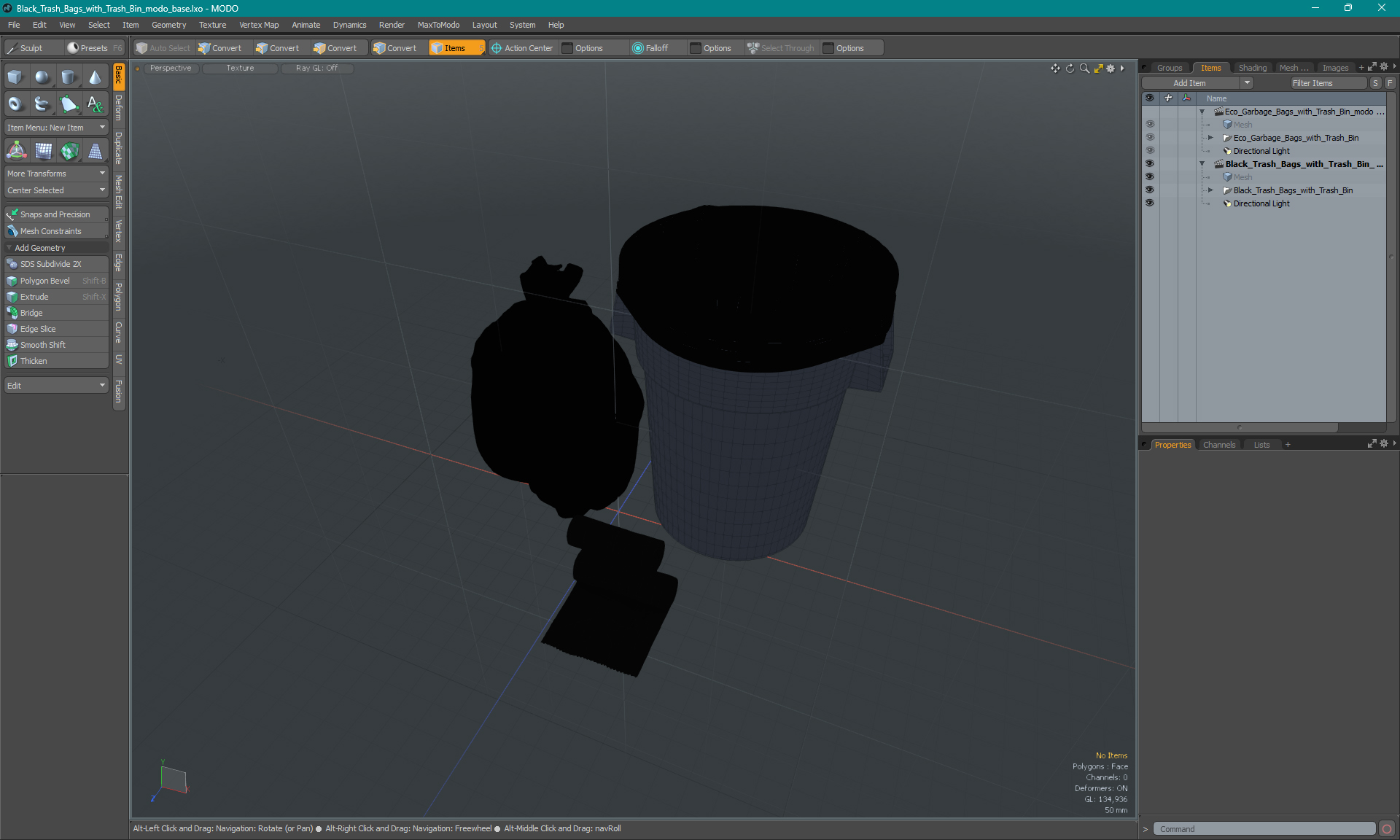 3D Black Trash Bags with Trash Bin