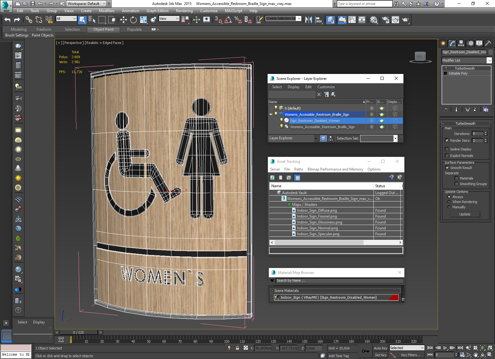 3D Womens Accessible Restroom Sign