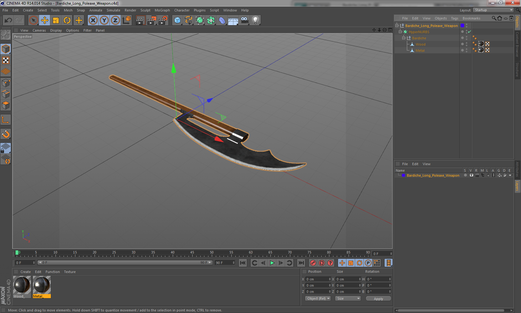 3D Bardiche Long Poleaxe Weapon model