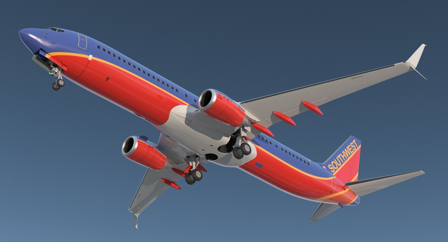 Boeing 737 900 with Interior and Cockpit Southwest Airlines 3D model