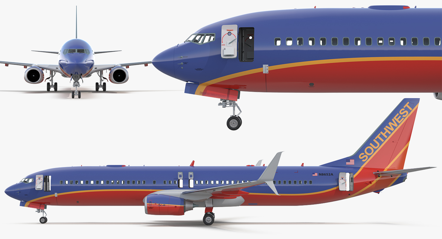 Boeing 737 900 with Interior and Cockpit Southwest Airlines 3D model