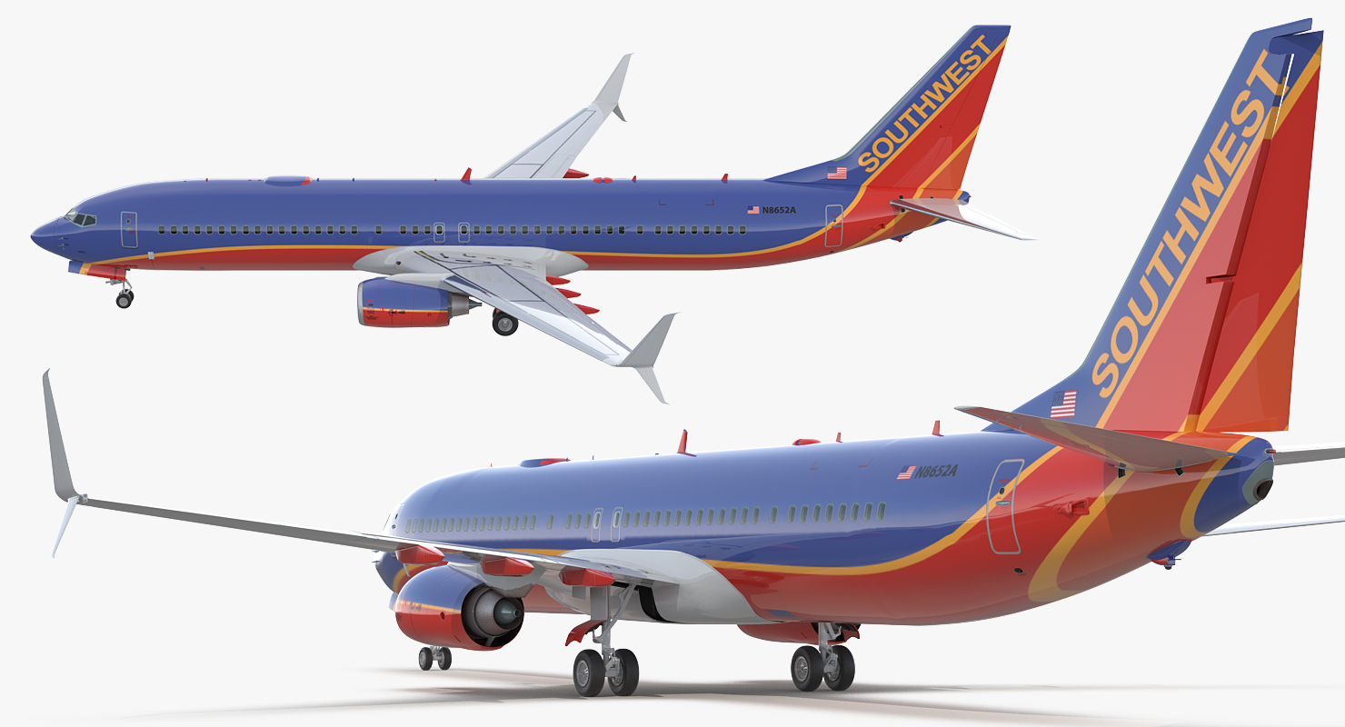 Boeing 737 900 with Interior and Cockpit Southwest Airlines 3D model