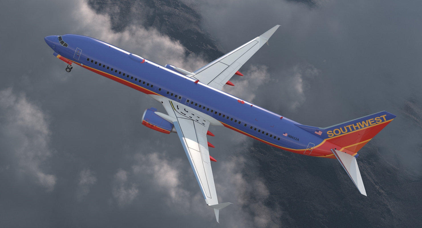 Boeing 737 900 with Interior and Cockpit Southwest Airlines 3D model