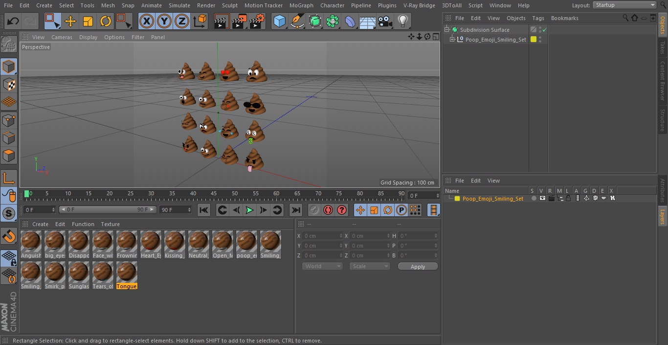 Poop Emoji Smiling Set 3D