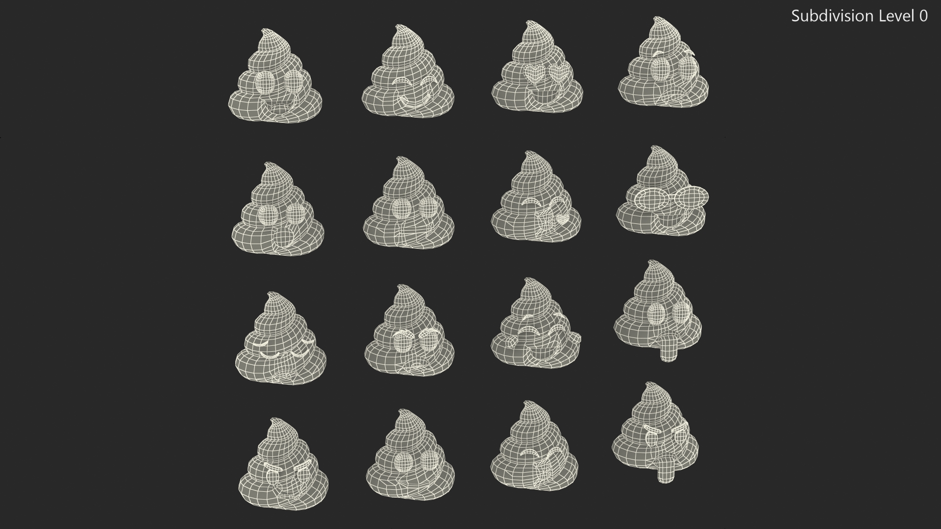 Poop Emoji Smiling Set 3D
