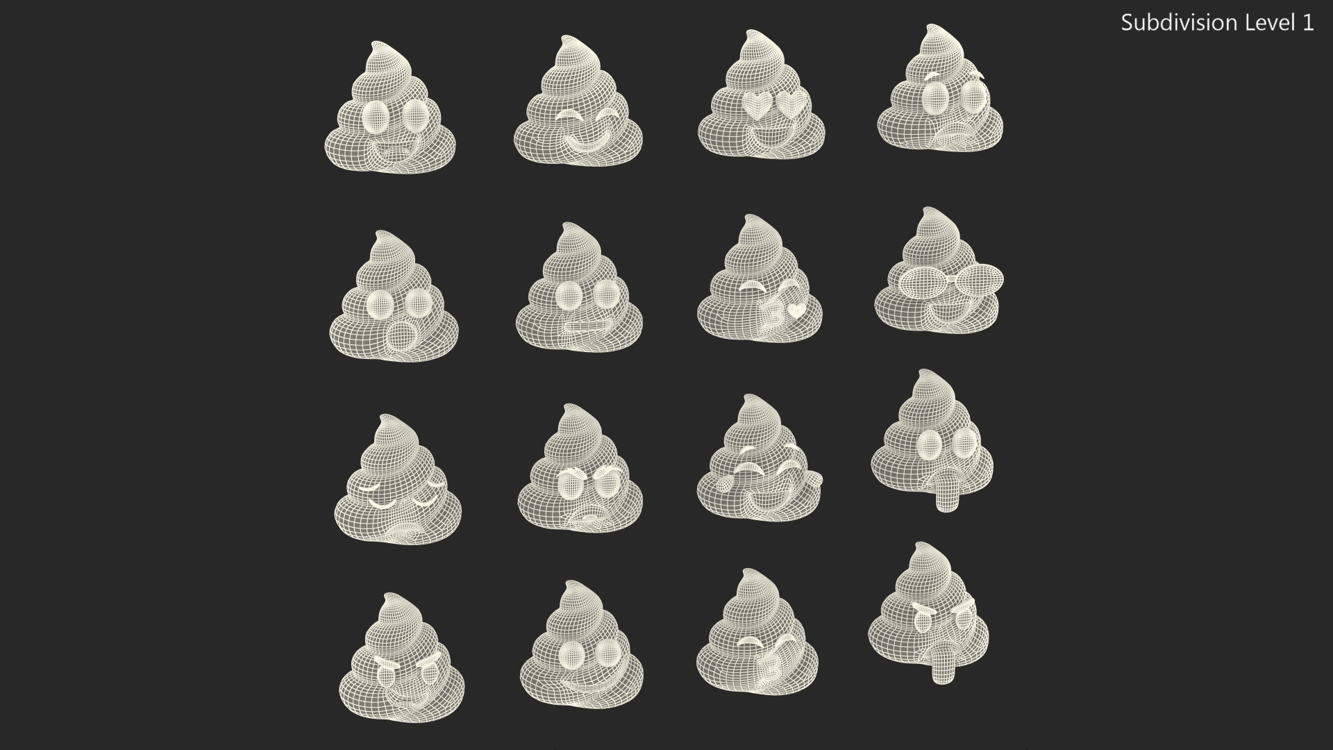 Poop Emoji Smiling Set 3D