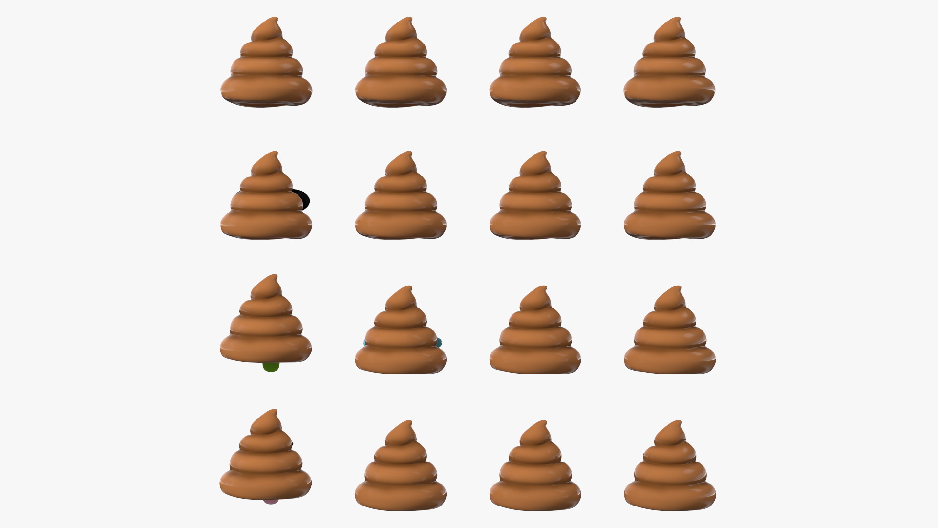 Poop Emoji Smiling Set 3D