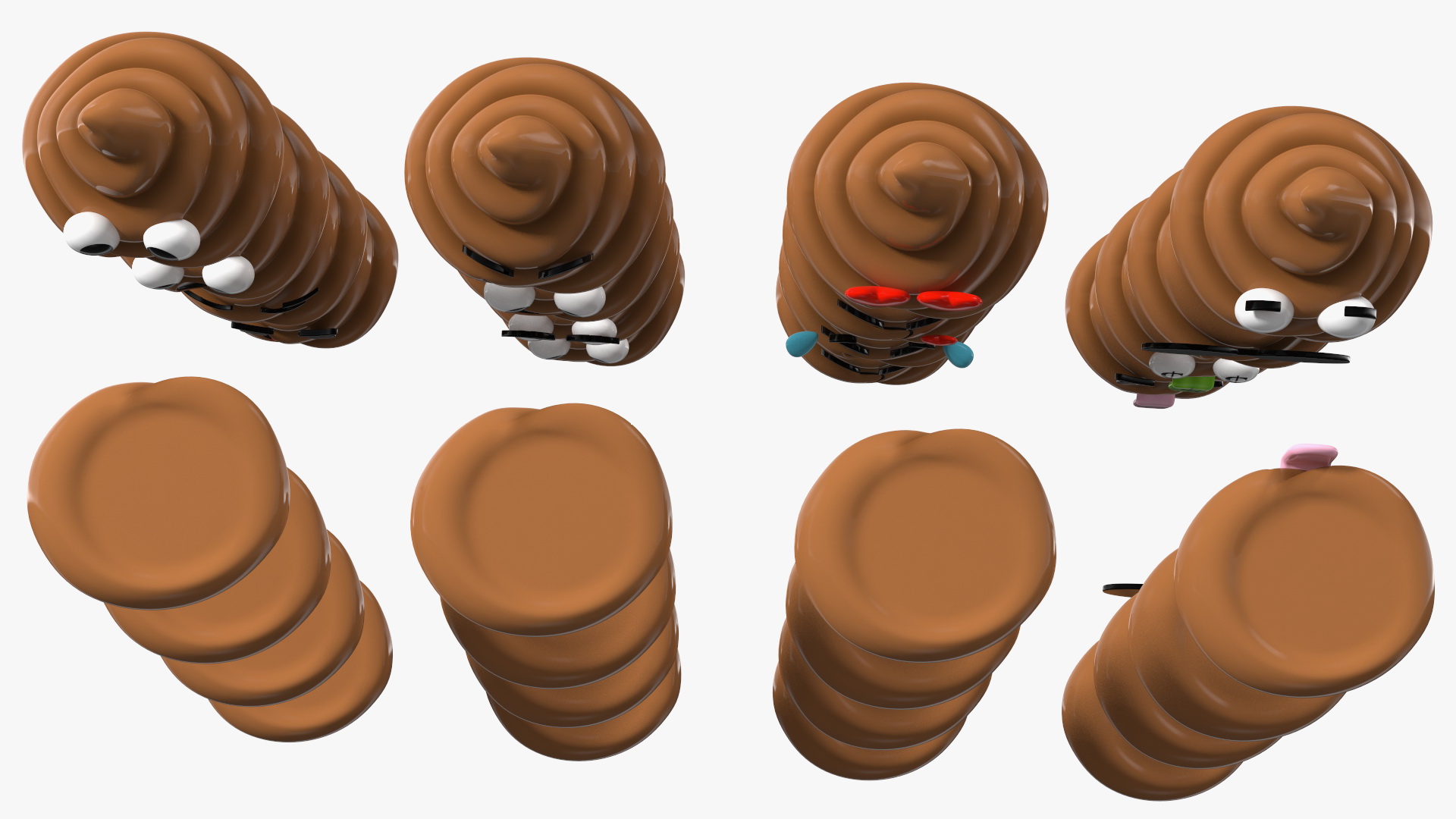 Poop Emoji Smiling Set 3D