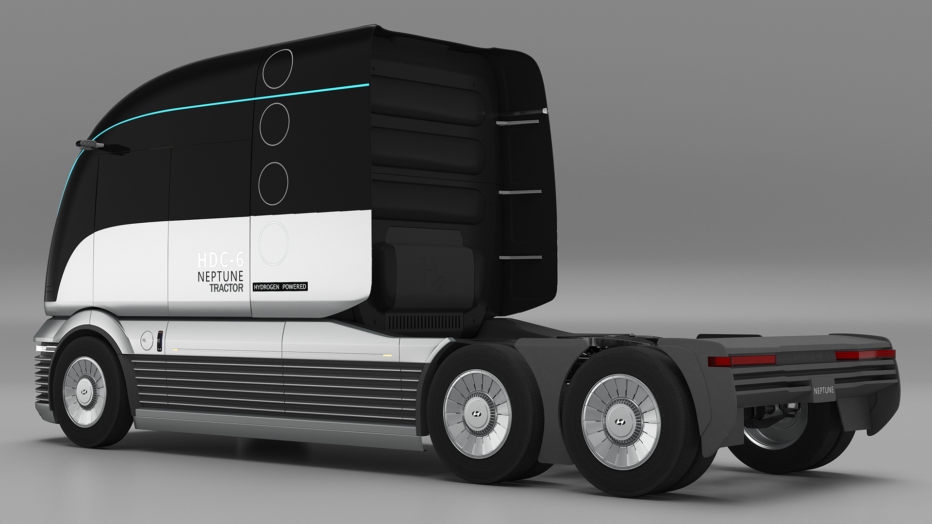 3D Heavy Duty Hydrogen Semi Truck Hyundai HDC-6 Neptune Rigged for Maya model