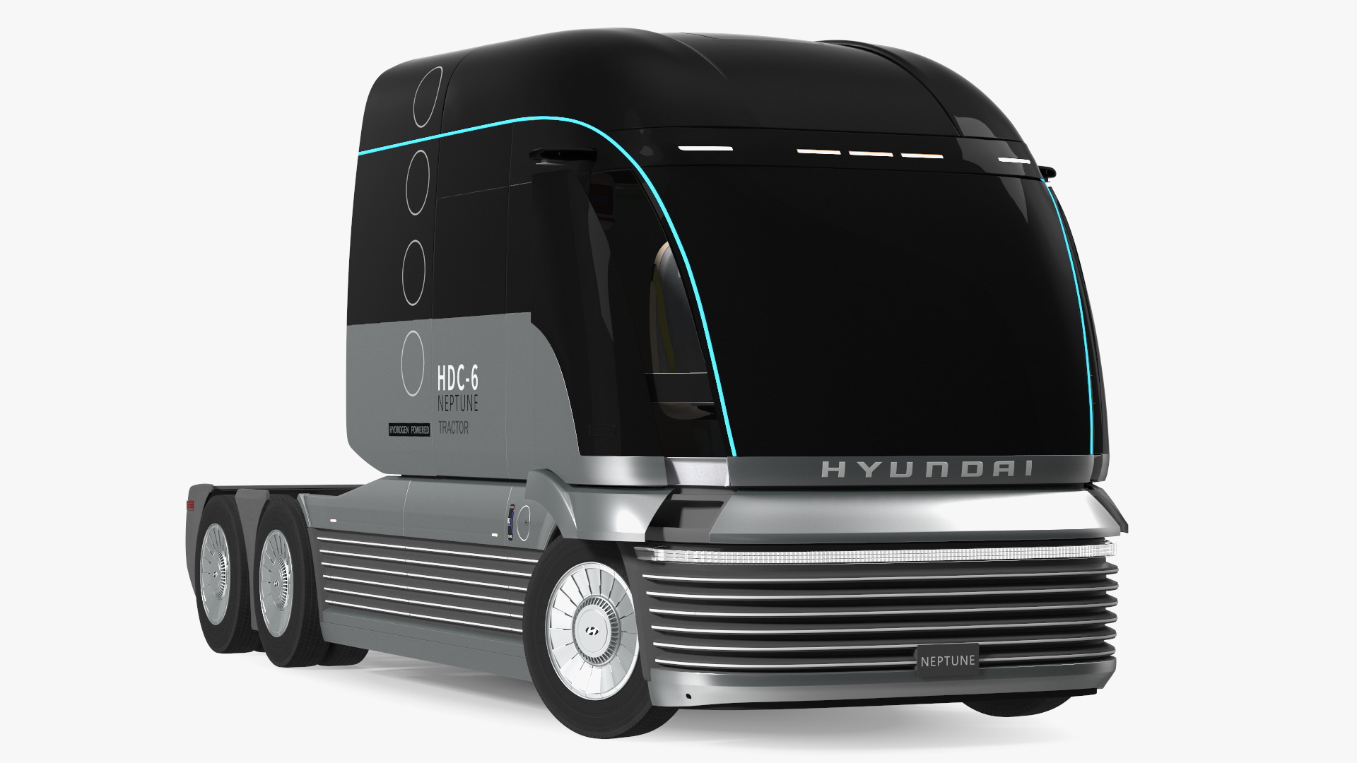 3D Heavy Duty Hydrogen Semi Truck Hyundai HDC-6 Neptune Rigged for Maya model