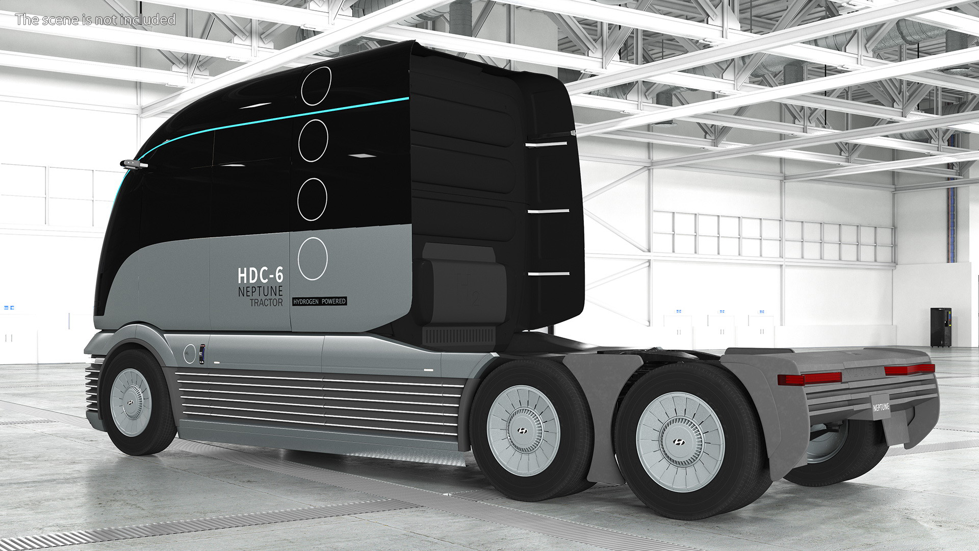3D Heavy Duty Hydrogen Semi Truck Hyundai HDC-6 Neptune Rigged for Maya model