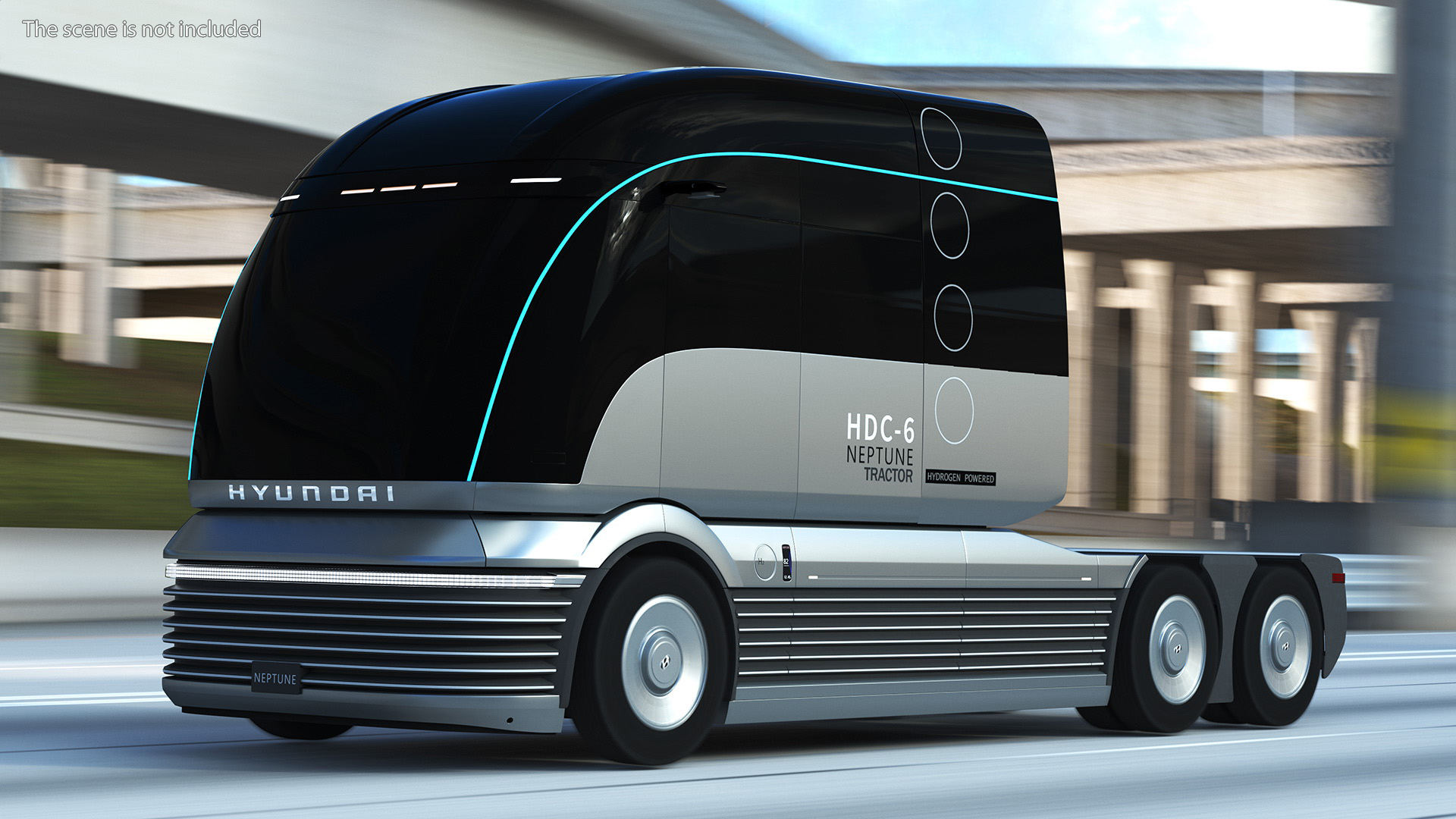 3D Heavy Duty Hydrogen Semi Truck Hyundai HDC-6 Neptune Rigged for Maya model