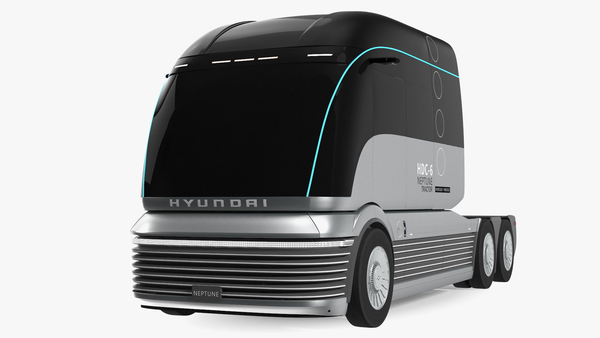 3D Heavy Duty Hydrogen Semi Truck Hyundai HDC-6 Neptune Rigged for Maya model