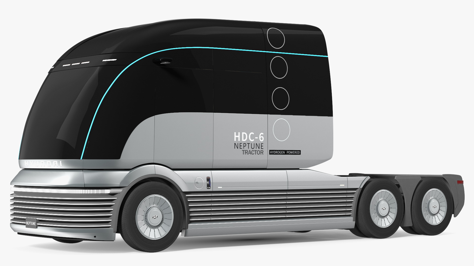 3D Heavy Duty Hydrogen Semi Truck Hyundai HDC-6 Neptune Rigged for Maya model