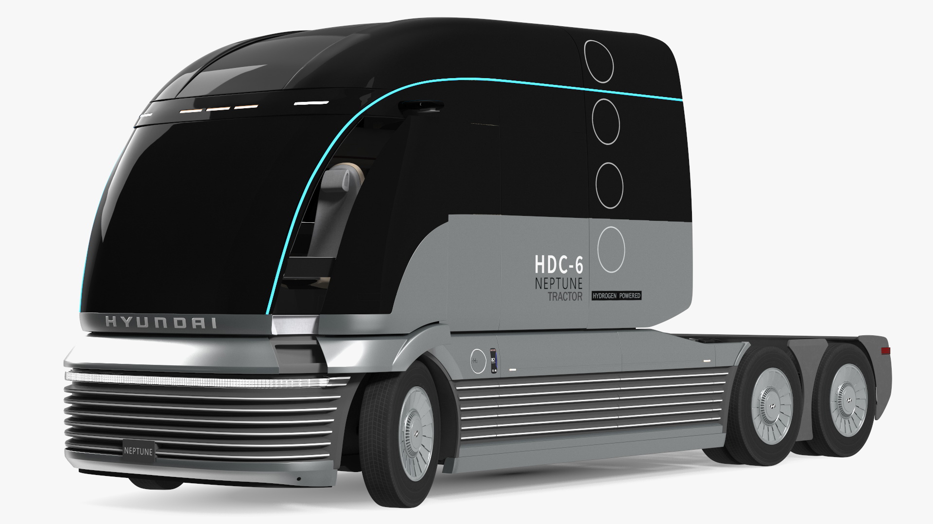 3D Heavy Duty Hydrogen Semi Truck Hyundai HDC-6 Neptune Rigged for Maya model