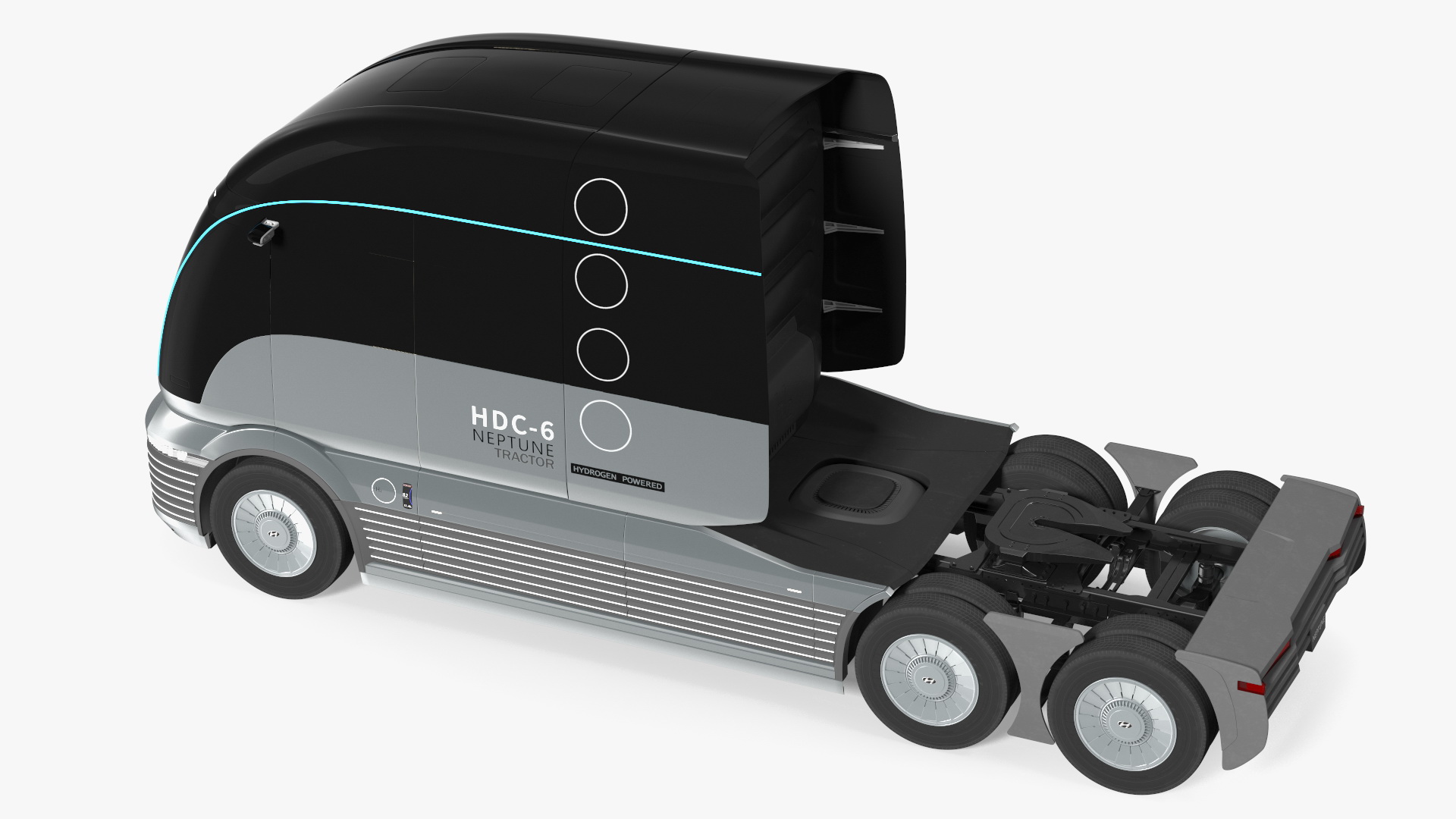 3D Heavy Duty Hydrogen Semi Truck Hyundai HDC-6 Neptune Rigged for Maya model
