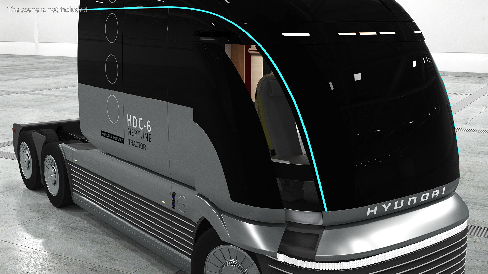 3D Heavy Duty Hydrogen Semi Truck Hyundai HDC-6 Neptune Rigged for Maya model