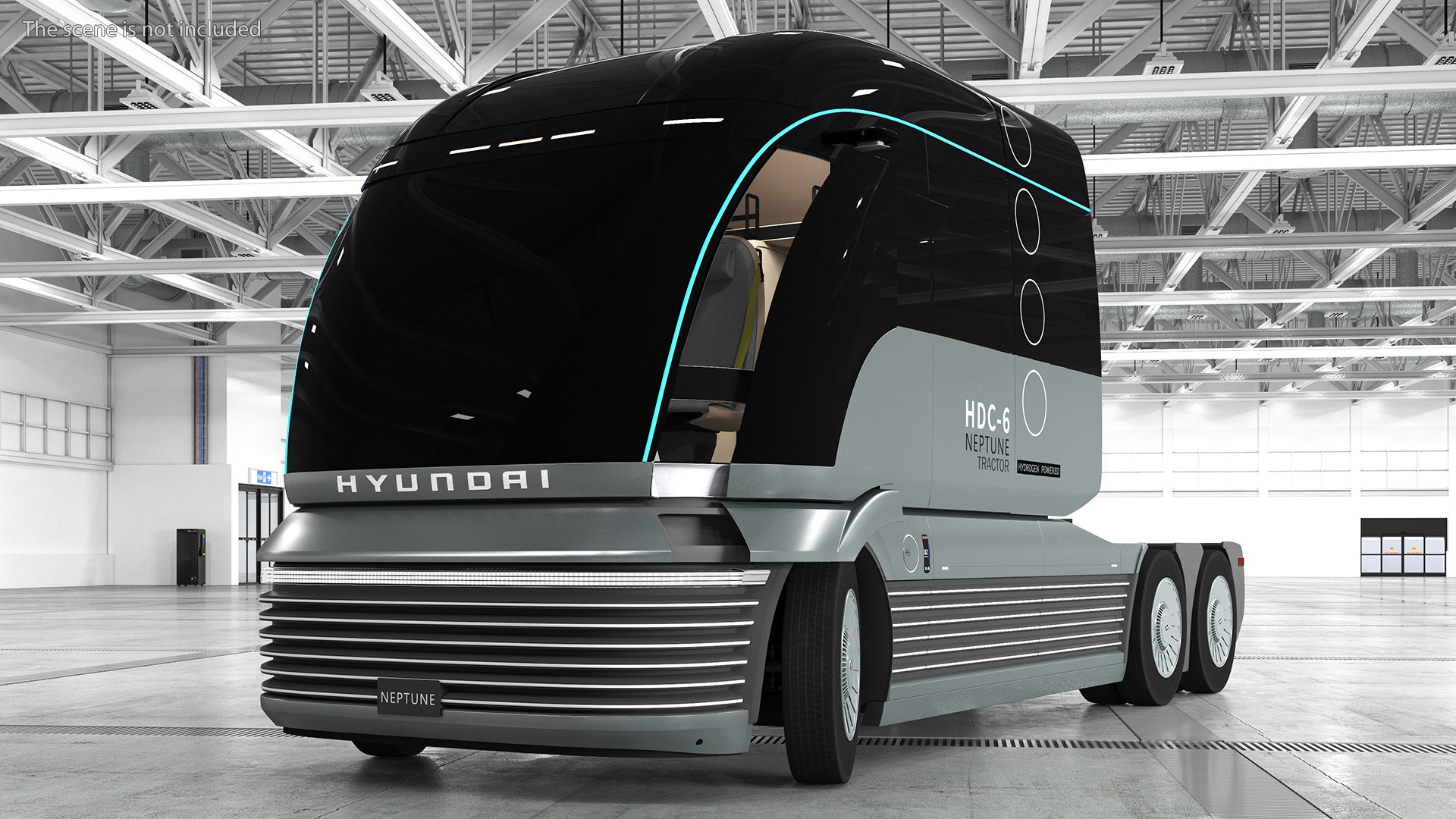 3D Heavy Duty Hydrogen Semi Truck Hyundai HDC-6 Neptune Rigged for Maya model